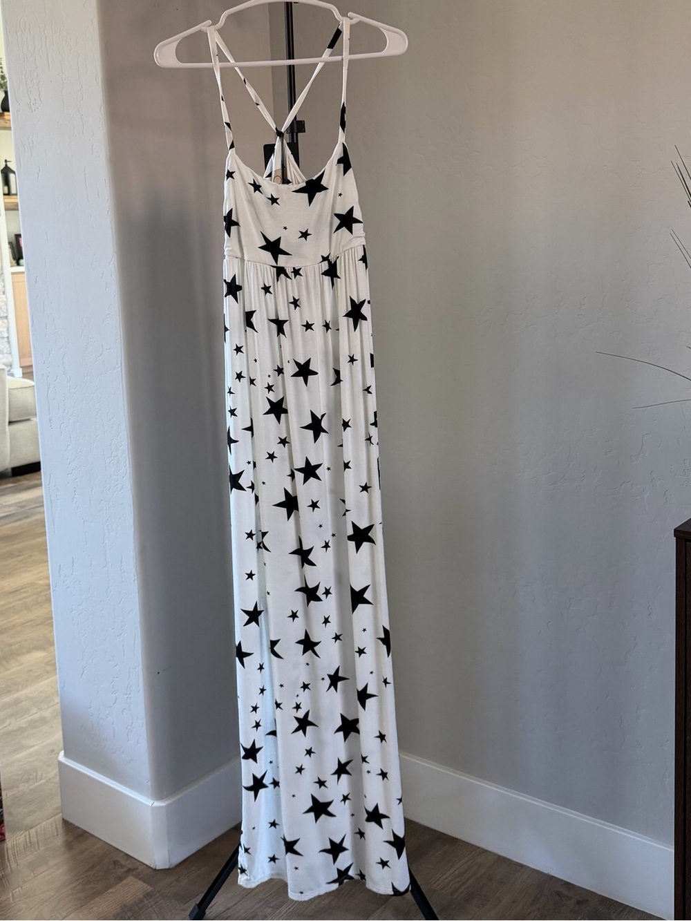 CHASER Y2K Babydoll Maxi Dress NWT White Black Celestial Sleeveless Size Small